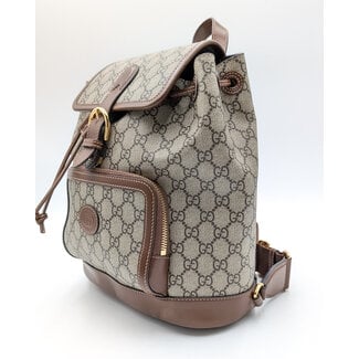 Backpack Gucci GG Interlocking Supreme Beige Canvas 12x10x5" 126035061