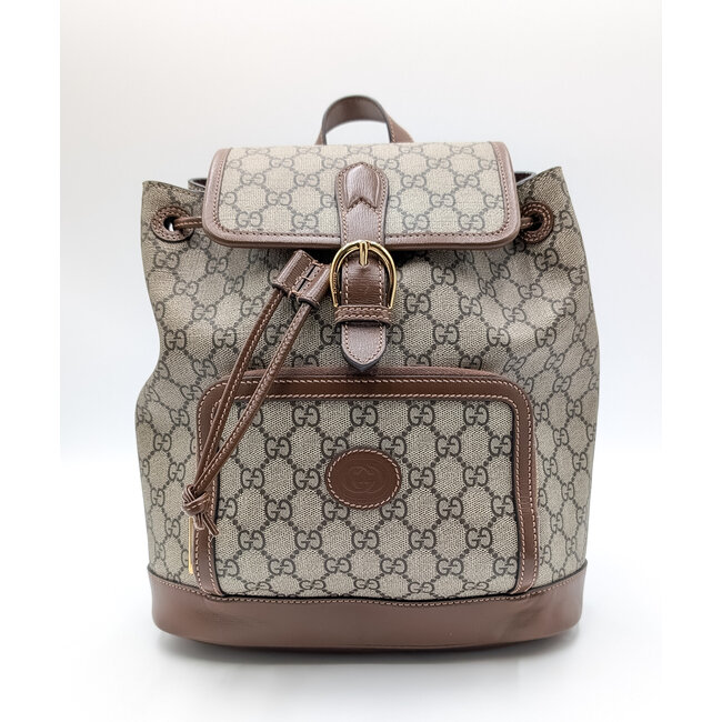Backpack Gucci GG Interlocking Supreme Beige Canvas 12x10x5" 126035061