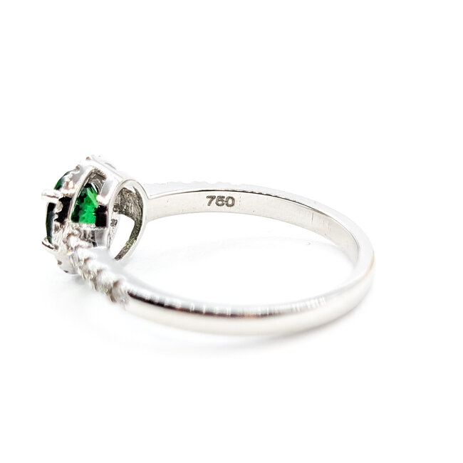 Ring Halo .25ctw Round Diamonds GIA Report: 6237740264 .88ct Green Tsavorite Garnet 18kw 2mm Sz6.5 2.92g 226030039