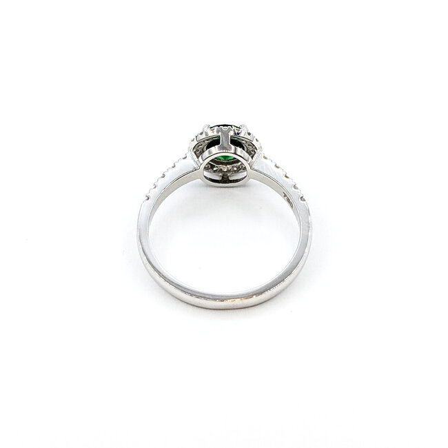 Ring Halo .25ctw Round Diamonds GIA Report: 6237740264 .88ct Green Tsavorite Garnet 18kw 2mm Sz6.5 2.92g 226030039