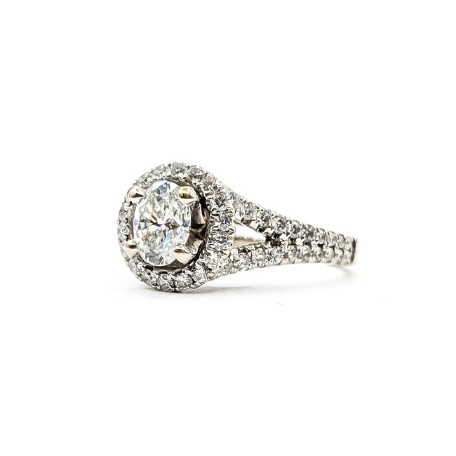 Ring Halo Split Shank 1.43ctw (.70ct Center) Oval Diamond 14kw 2.5mm Sz6 4.09g 226030040
