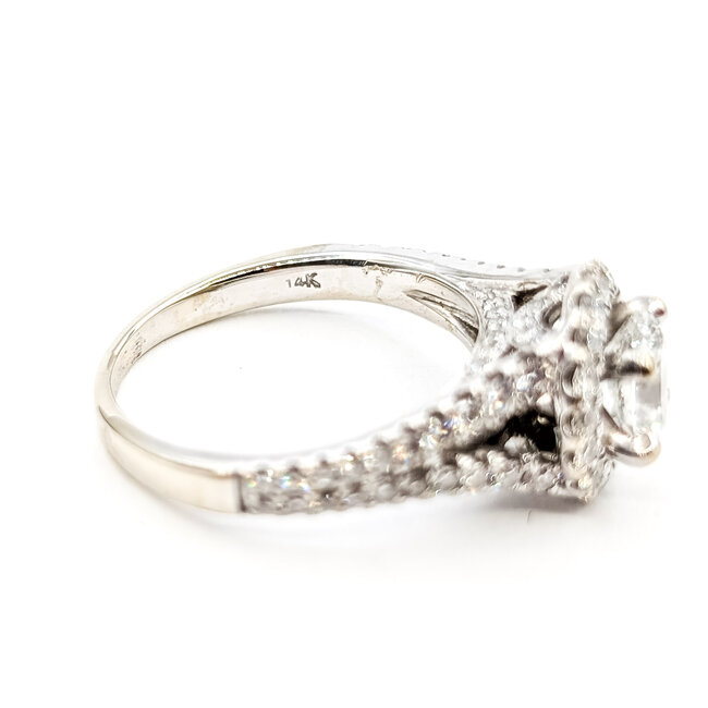 Ring Halo Split Shank 1.43ctw (.70ct Center) Oval Diamond 14kw 2.5mm Sz6 4.09g 226030040