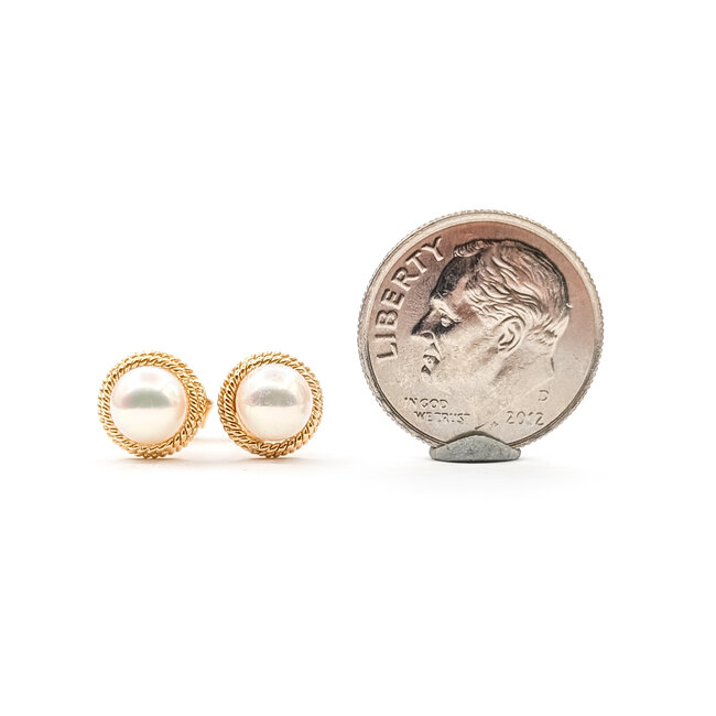 Earrings Stud 5.5mm Pinkish Pearl 14ky 8mm 1.81g 126030019
