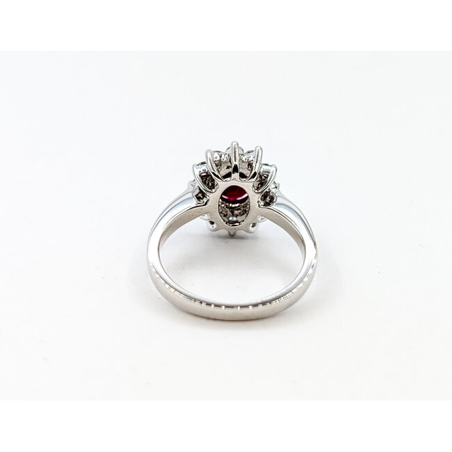 Ring Halo .51ctw Round Diamonds 1.25ct Ruby GIA Report: 2243072263 18kw 13x11mm Sz5.75 5.3g 125060096