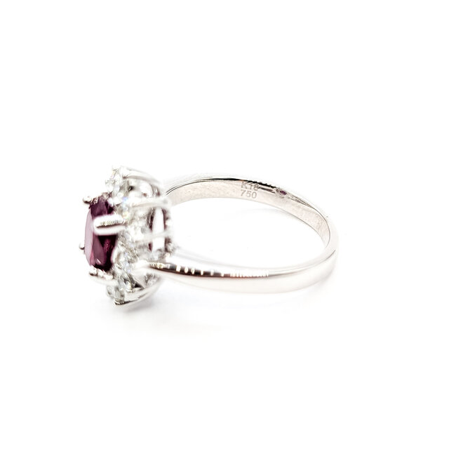Ring Halo .51ctw Round Diamonds 1.25ct Ruby 18kw 13x11mm Sz5.75 5.3g 125060096