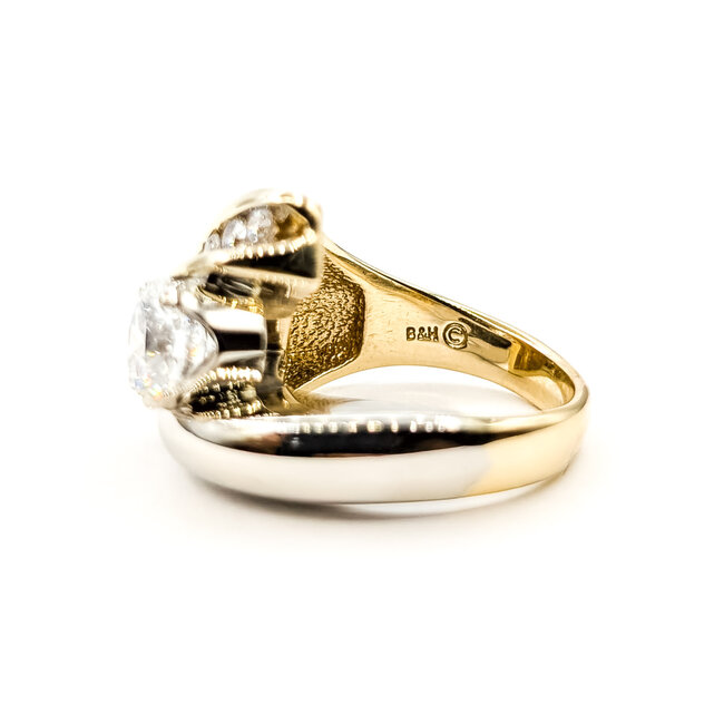 Ring Bypass 1.6ct Round Lab Grown Diamond IGI Report: 771649470 VVS2 E .33ctw Round Diamonds 14tt 16mm Sz6.75 15.55g 126020045