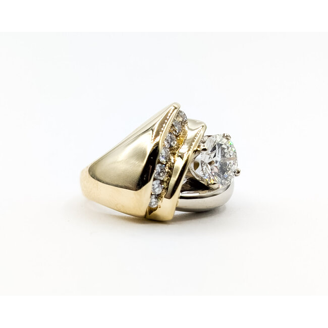 Ring Bypass 1.6ct Round Lab Grown Diamond IGI Report: 771649470 VVS2 E .33ctw Round Diamonds 14tt 16mm Sz6.75 15.55g 126020045