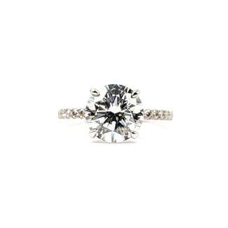 Ring Engagement 3.03ct Round Lab Grown Diamond IGI Report: 749507660 VVS2 F 0.5ctw Diamonds 14kw 2mm Sz5 2.75g 126038011