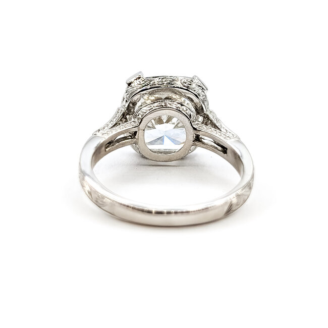 Ring Filigree Vintage 5.03ct Cushion Lab Grown Diamond IGI: 700583931 .12ctw Diamonds Platinum Sz6 4.65g 126020006