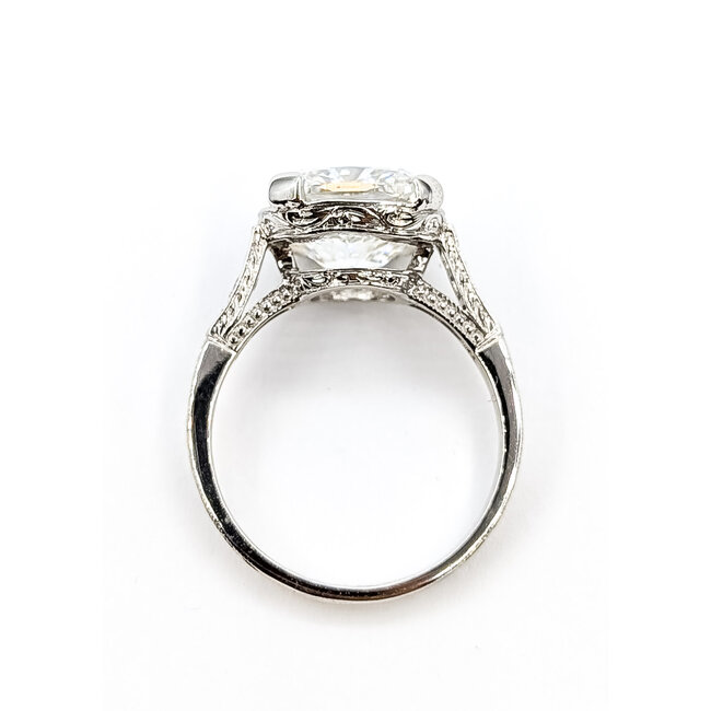 Ring Filigree Vintage 5.03ct Cushion Lab Grown Diamond IGI: 700583931 .12ctw Diamonds Platinum Sz6 4.65g 126020006