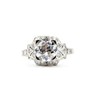 Ring Filigree Vintage 1.53ct Old European Lab Grown Diamond IGI Report: 757515668 VVS2 F .18ctw Diamonds Platinum Sz6.25 4.26g 126020008