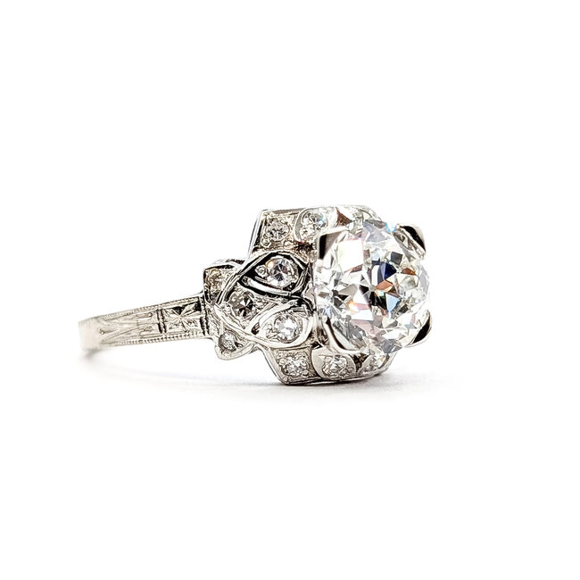 Ring Filigree Vintage 1.53ct Old European Lab Grown Diamond IGI Report: 757515668 VVS2 F .18ctw Diamonds Platinum Sz6.25 4.26g 126020008