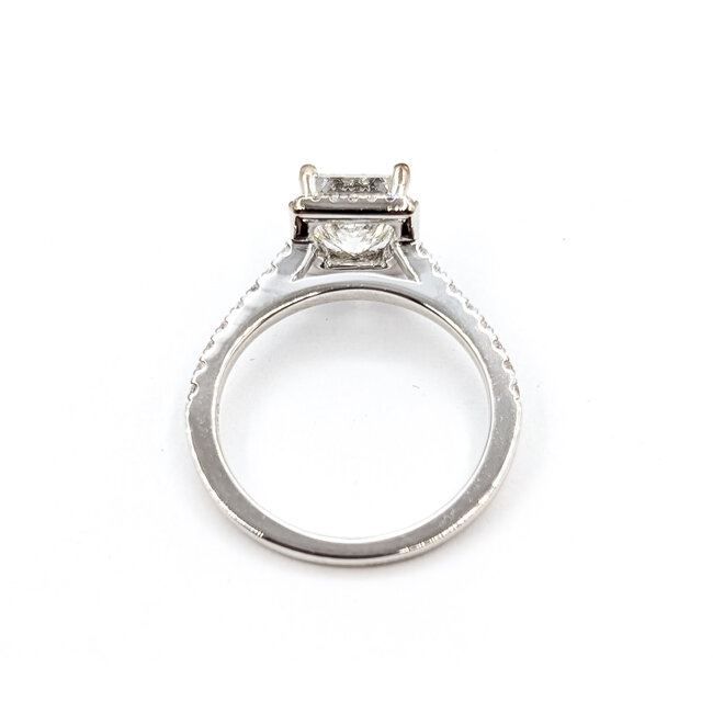 Ring 1.10ct Princess Lab Grown Diamond IGI: 728569486 .25ctw Round Diamonds 14kw sz6.5 1.95g 124050160