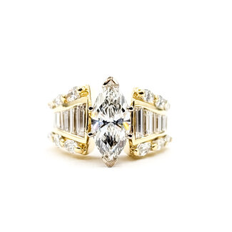 Ring Engagement 1.57ct Marquise Lab Grown Diamond IGI: 752579190 2.13ctw Baguette & Marquise Natural Diamonds 18ky Sz4.5 126017513