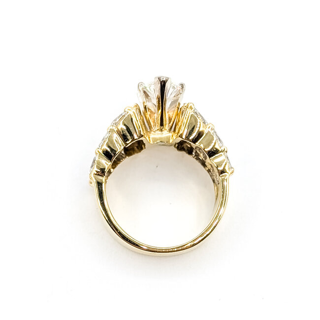 Ring Engagement 1.57ct Marquise Lab Grown Diamond IGI: 752579190 2.13ctw Baguette & Marquise Natural Diamonds 18ky Sz4.5 126017513