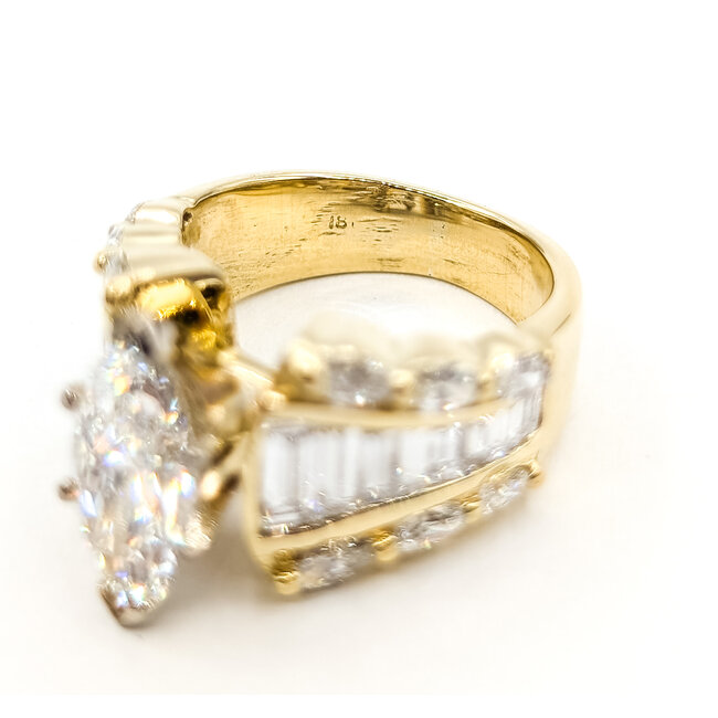 Ring Engagement 1.57ct Marquise Lab Grown Diamond IGI: 752579190 2.13ctw Baguette & Marquise Natural Diamonds 18ky Sz4.5 126017513