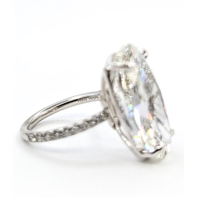 Ring Engagement 15.05ct Modified Oval VVS2 G Lab Grown Diamond IGI Report: 769665115 .35ctw Near Colorless Diamonds 950pt 2mm Sz6 8.4g 126038053