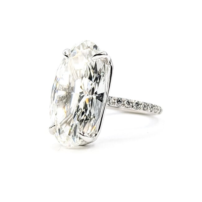 Ring Engagement 15.05ct Modified Oval VVS2 G Lab Grown Diamond IGI Report: 769665115 .35ctw Near Colorless Diamonds 950pt 2mm Sz6 8.4g 126038053
