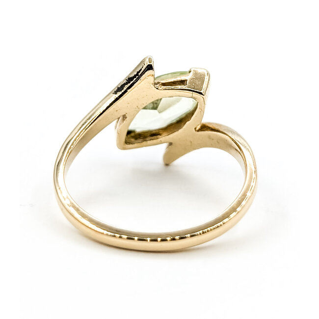 Ring Bypass 1ct Yellowish Green Uranium Glass 14ky 2mm Sz7.25 3.46g 126030039