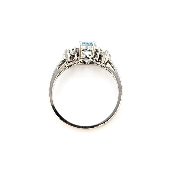 Ring 7-Stone .05ctw Round Diamonds 1.00ctw Sky Blue Aquamarine 14kw 2.3mm Sz7 2.73g 126030035