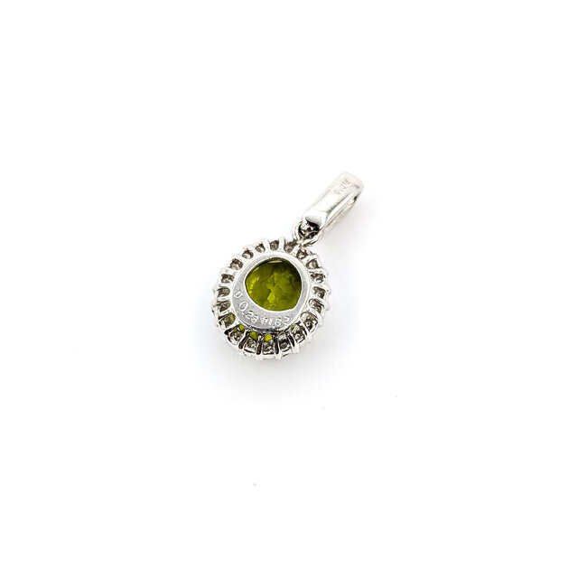 Pendant Halo Drop .23ct Round Diamonds 1.82ct Green Peridot 900pt .75x.4" 2.12g 126030054