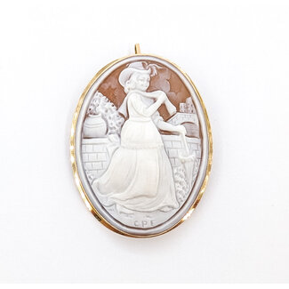 Brooch Cameo 1.6x1.25" Shell 14ky 2x1.5" 8.82g 126030041