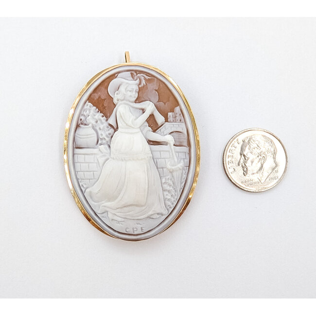 Brooch Cameo 1.6x1.25" Shell 14ky 2x1.5" 8.82g 126030041