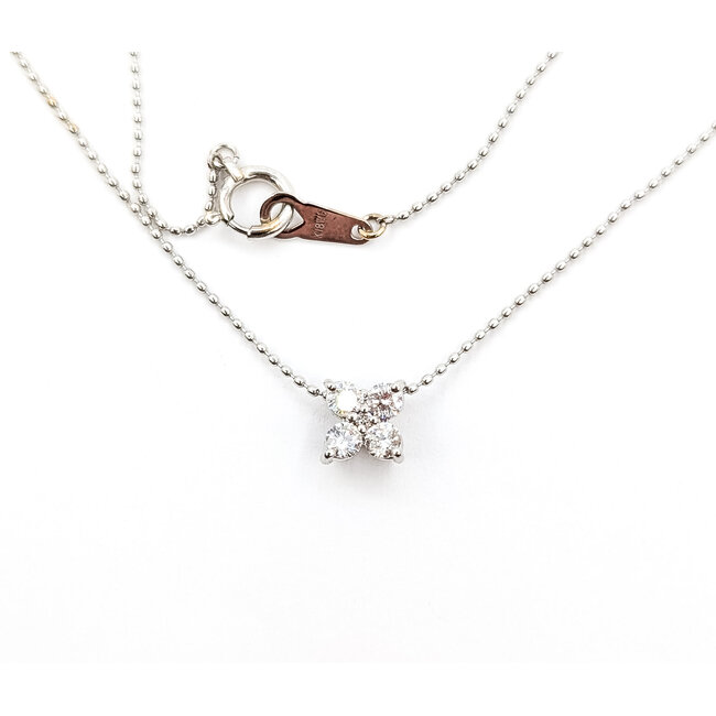 Necklace 5-Stone .31ctw Round Diamonds 18kw 6x6mm 15" 2.2g 126030003