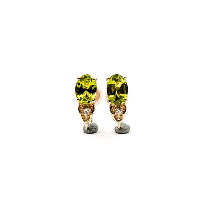 Earrings Screwback Post .01ctw Round Diamonds 2ctw Yellowish Green Peridot 9ky .5x.2" 1.76g 126030060