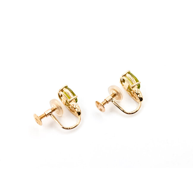 Earrings Screwback Post .01ctw Round Diamonds 2ctw Yellowish Green Peridot 9ky .5x.2" 1.76g 126030060