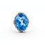 Ring Halo .30ctw Round Diamonds 10ct Swiss Blue Topaz 900pt 2.8mm Sz7 9.07g 126030052