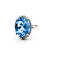 Ring Halo .30ctw Round Diamonds 10ct Swiss Blue Topaz 900pt 2.8mm Sz7 9.07g 126030052