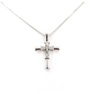 Pendant Cross 0.10ct Round Diamonds 14kw .6x.4" 14-16" 1.97g 126030066