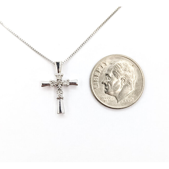 Pendant Cross 0.10ct Round Diamonds 14kw .6x.4" 14-16" 1.97g 126030066