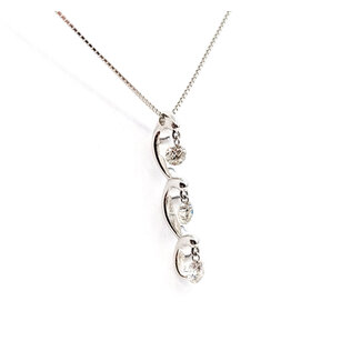 Pendant Drop 3-Station 0.51ct Round Diamonds 18kw .9x.1" 17" 3.90g 126030065