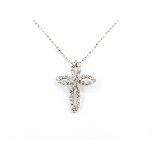 Pendant Cross Petal 0.30ct Round Diamonds 18kw .75x.5" 16-18" 2.64g 126030069