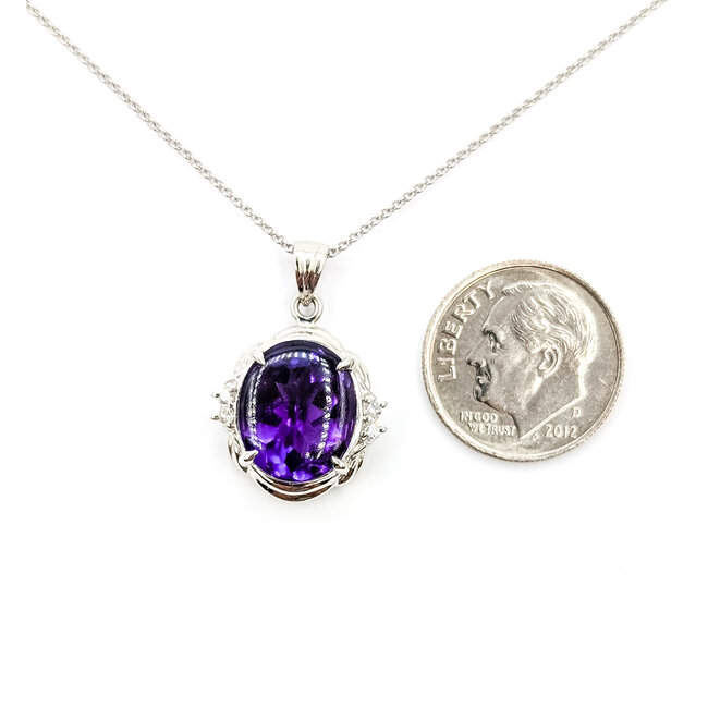 Pendant Drop .07ctw Round Diamonds 4.15ct Purple Amethyst 900pt .9x.55" 15-17" 6.43g 126030058