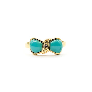Ring Bow Tie .01ct Round Diamond .80ct Turquoise 18ky 2.3mm Sz6 2.25g 126030051