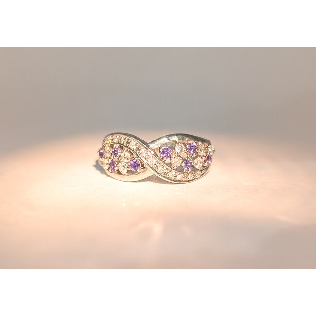 Ring Infinity .30ctw Round Diamonds .25ctw Color Changing Alexandrite 900pt 9mm Sz6.5 6.81g 126030049