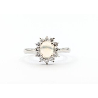 Ring Halo .43ctw Round Diamonds .61ct Jelly Opal 900pt 2.4mm Sz9 5.29g 126030053