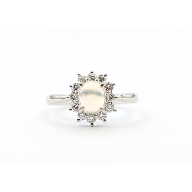 Ring Halo .43ctw Round Diamonds .61ct Jelly Opal 900pt 2.4mm Sz9 5.29g 126030053