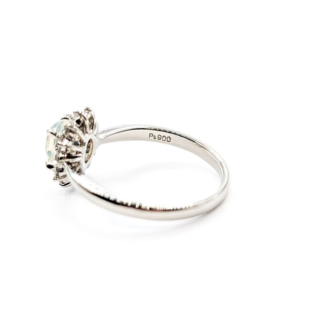 Ring Halo .43ctw Round Diamonds .61ct Jelly Opal 900pt 2.4mm Sz9 5.29g 126030053