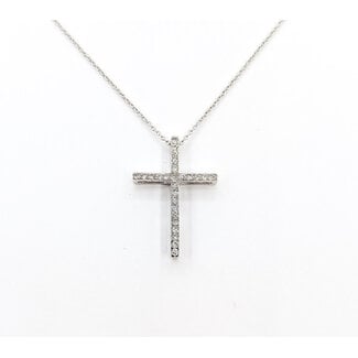 Pendant Cross .18ctw Round Diamonds 18kw .9x.5" 14-16" 2.83g 126030073