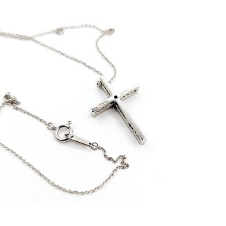 Pendant Cross .18ctw Round Diamonds 18kw .9x.5" 14-16" 2.83g 126030073