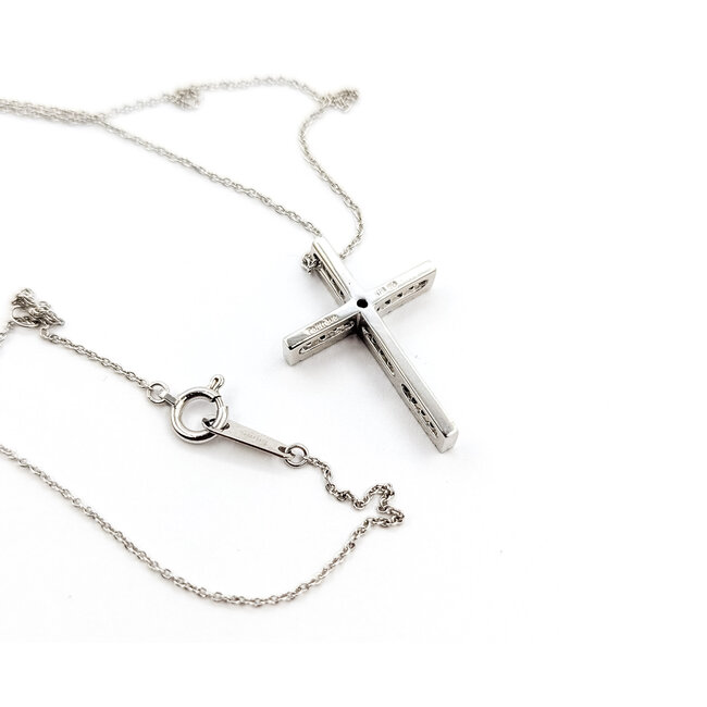 Pendant Cross .18ctw Round Diamonds 18kw .9x.5" 14-16" 2.83g 126030073