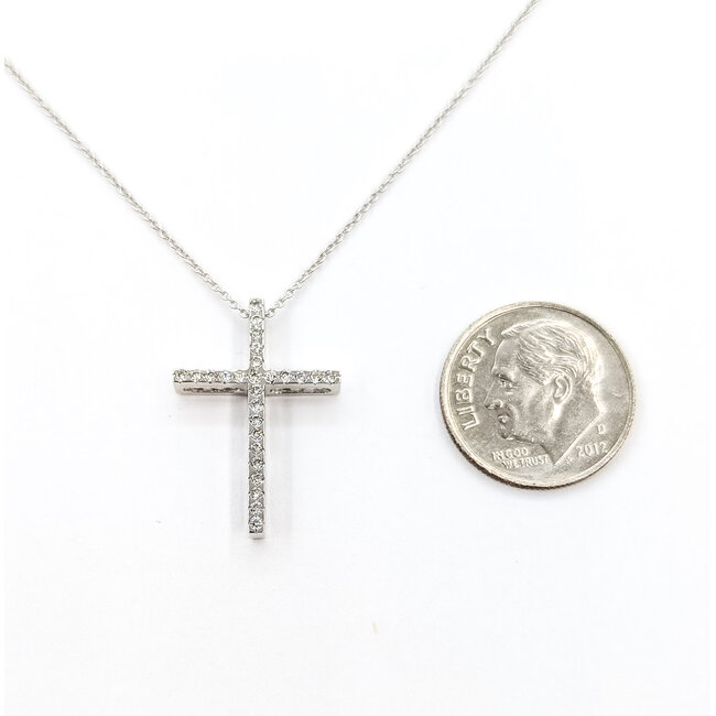 Pendant Cross .18ctw Round Diamonds 18kw .9x.5" 14-16" 2.83g 126030073