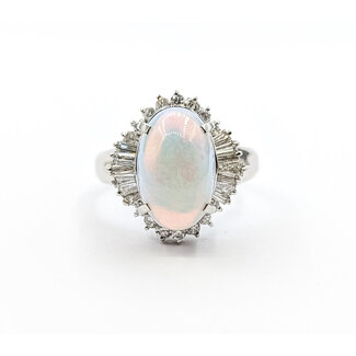 Ring Cockatil Ballerina .52ctw Round & Baguette Diamonds 2.5ct Ethiopian Opal 900pt 3.5mm Sz6 7.67g 126030050