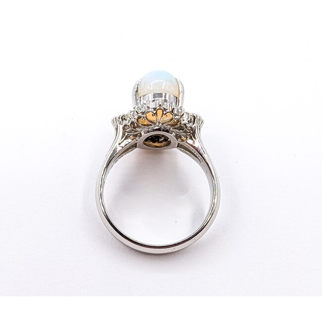 Ring Cockatil Ballerina .52ctw Round & Baguette Diamonds 2.5ct Ethiopian Opal 900pt 3.5mm Sz6 7.67g 126030050