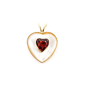 Pendant Heart MOP .50ct Mozambique Garnet 14ky .75x.6" 2.03g 126030034