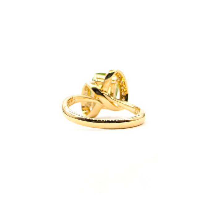Ring Bow .08ctw Round Diamonds 2.39ct Green Peridot 18ky 2.6mm Sz6 5.08g 126030007